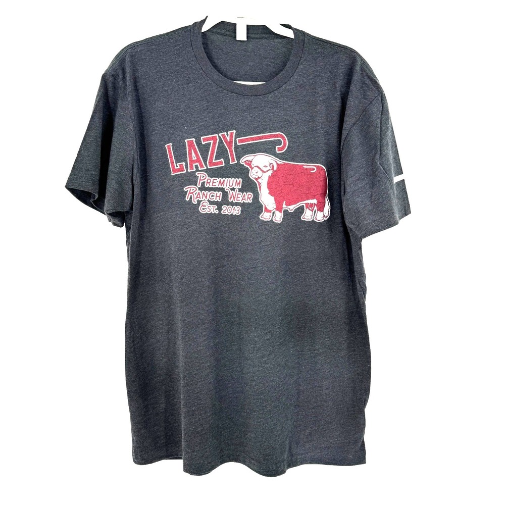 NEW Lazy J‎ Ranch Wear Premium T-Shirt Men's Large Gray Cowboy Landman Western
